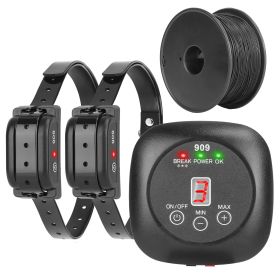 Dog Fence System Pet Containment System with 9 Adjustable Levels 2 Recivers IPX8 Waterproof Rechargeable Underground Fence for Small Medium Large Dog