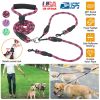 Double Dogs Leash No-Tangle Dogs Lead Reflective Dogs Walking Leash w/ Swivel Coupler Padded Handle