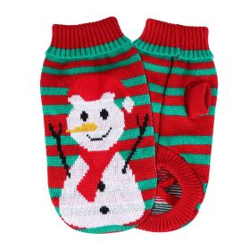 Pet Christmas Turtleneck Sweater Dog Cat Christmas Clothes Snowman Stripes Costume Winter Holiday Sweater for Small Medium Kitten Puppy Cats Dogs (Option: PetSweaterSnowmanL)