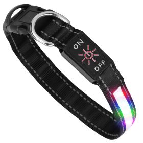 Light Up Dog Collar LED Dog Collar Safety Night Glowing Dog Collar with 9 Light Colors IPX7 Waterproof USB Rechargeable S/M/L (Option: LEDDogCollarM)