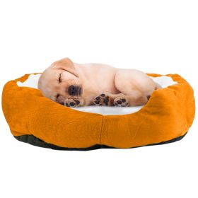 Pet Dog Bed Soft Warm Fleece Puppy Cat Bed Dog Cozy Nest Sofa Bed Cushion For S/M Dog (Option: SmallPetSoftBedOrange)