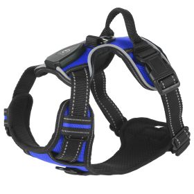 Light Up Dog Harness Rechargeable LED Dog Harness No Pull Lighted Dog Vest with Handle for Small/Medium/Large Dogs (Option: DogHarnessDarkBlueM)